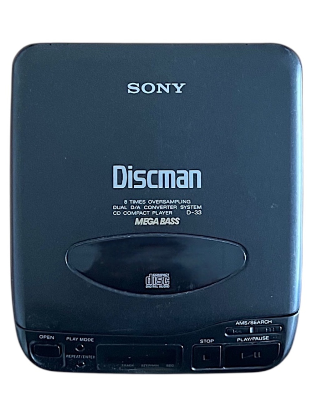 Vintage Sony Discman D-33 Mega Bass Portable CD Player With Case Tested (Read)